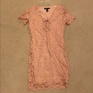 Light pink lace mini dress